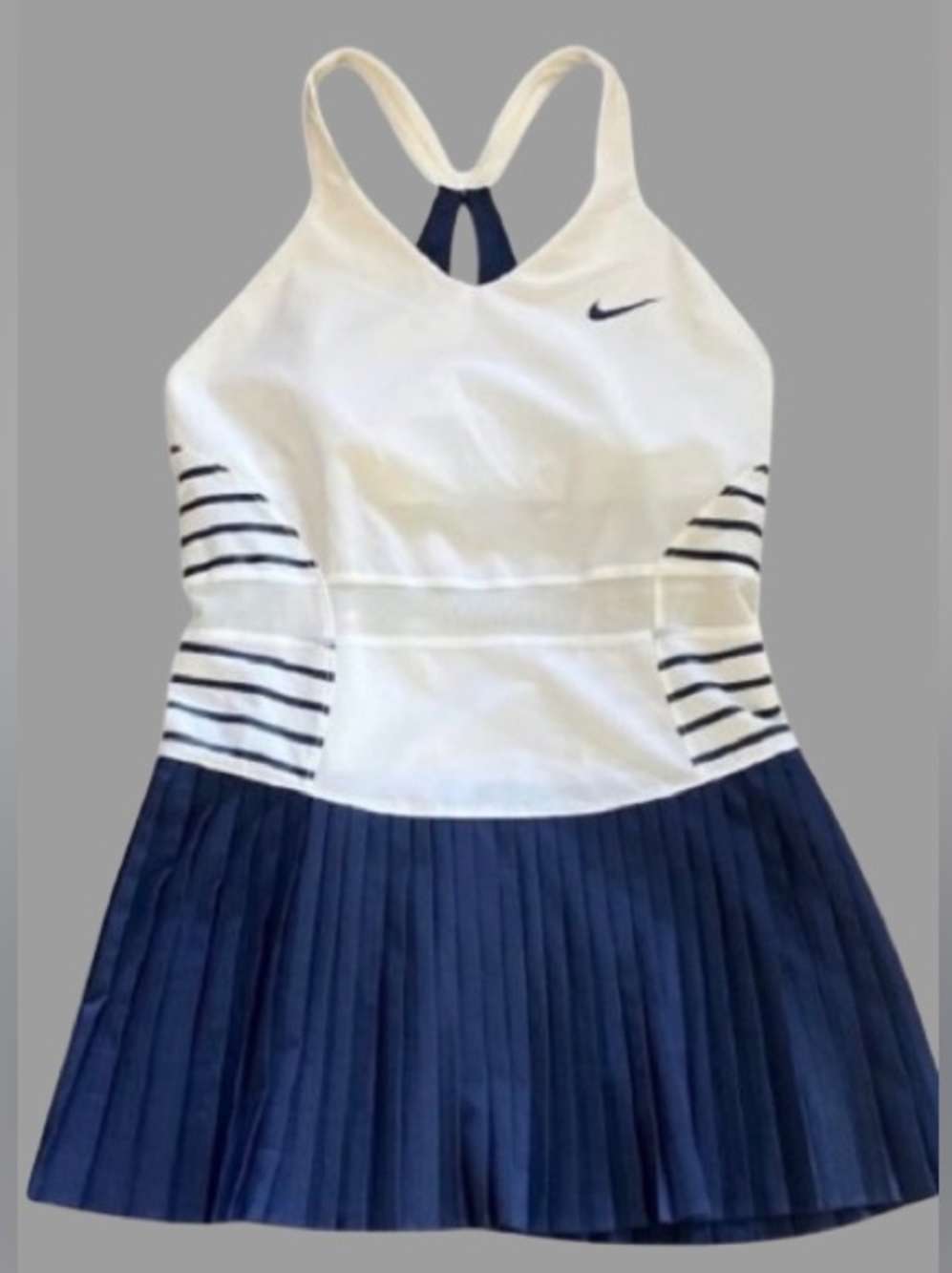 NIKE MARIA SHARAPOVA SIGNATURE COLLECTION NAVY WHITE STUNNING TENNIS DRESS SMALL